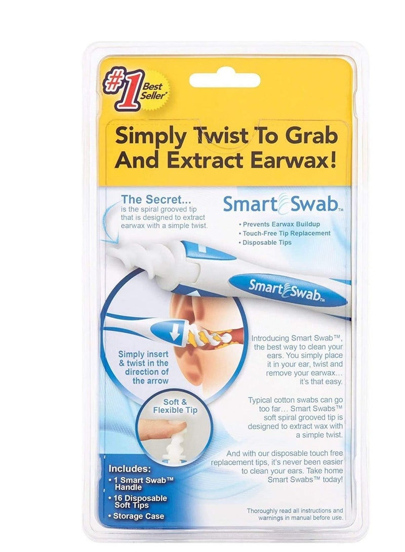 سمارت سواب اداة تنظيف الاذن مزيل شمع الحلزوني 16 طرف ناعم قابل للاستبدال امنة للاستخدام مجموعة ازالة قابلة لاعادة الاستخدام بدون الم لطيف للاذن - Image 3