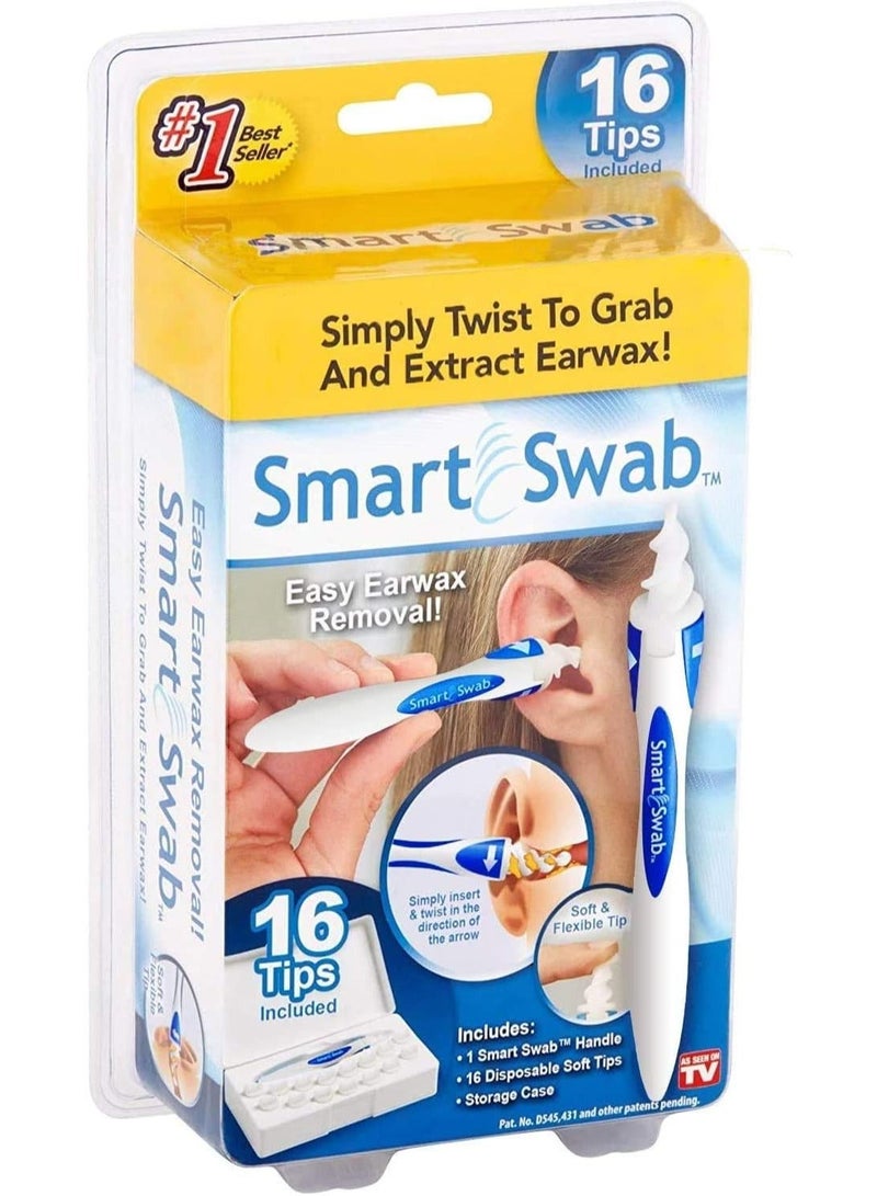 سمارت سواب اداة تنظيف الاذن مزيل شمع الحلزوني 16 طرف ناعم قابل للاستبدال امنة للاستخدام مجموعة ازالة قابلة لاعادة الاستخدام بدون الم لطيف للاذن - Image 2