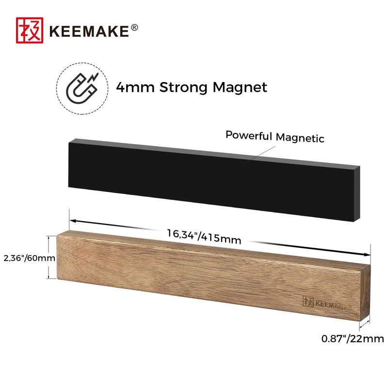 KEEMAKE Magnetic Knife Holder for Wall 16 inch Acacia Wood Knife Magnetic Strip, Powerful Neodymium Magnet Knife Hanger Knife Bar for Kitchen knives - Image 3