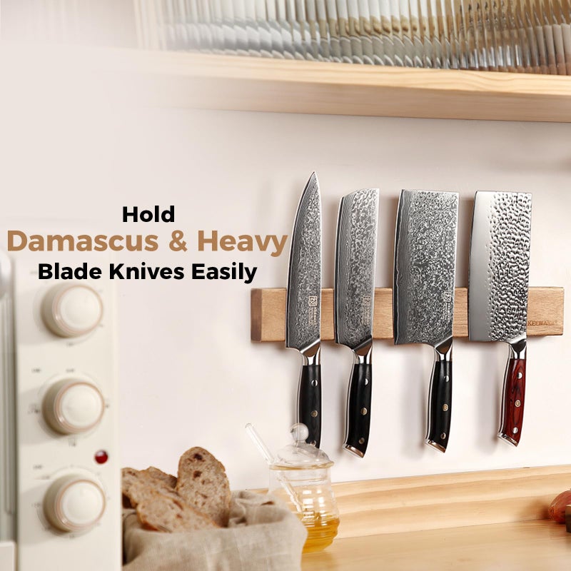 KEEMAKE Magnetic Knife Holder for Wall 16 inch Acacia Wood Knife Magnetic Strip, Powerful Neodymium Magnet Knife Hanger Knife Bar for Kitchen knives - Image 5