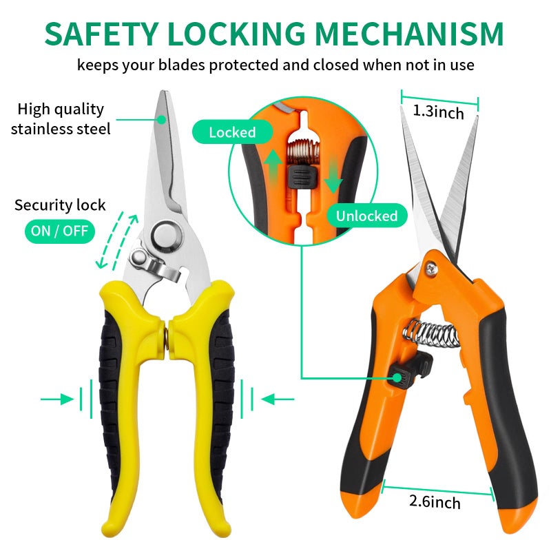 Drametic+ Garden Pruning Shears 3 Pack Gardening Shears Garden Scissors Stainless Steel Plant Flower Scissors Clippers Pruning Shears tijeras de jardinerÃ­a - Image 5