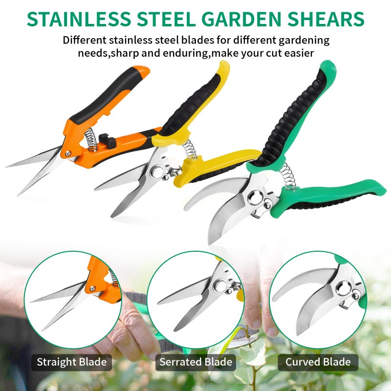 Drametic+ Garden Pruning Shears 3 Pack Gardening Shears Garden Scissors Stainless Steel Plant Flower Scissors Clippers Pruning Shears tijeras de jardinerÃ­a - Image 2