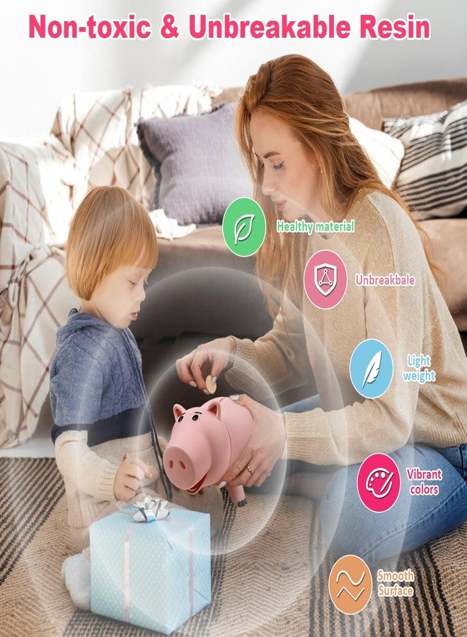 PHOCAS Piggy Bank, Cute Pink Plastic Coin Bank for Girls and Boys, Unbreakable Pig Money Bank for Xmas Christmas Birthday Gift - Image 3