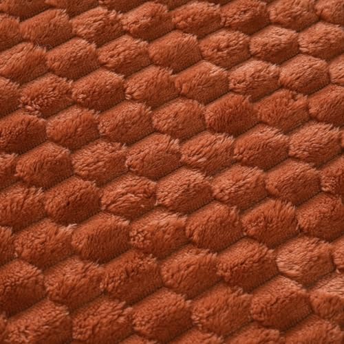 Puncuntex Burnt Orange Throw Blanket 50"×60" inches Fuzzy 3D Jacquard Decorative Flannel Fleece Super Soft Plush Cozy Blanket for Couch Sofa Chair Lightweight - Image 5