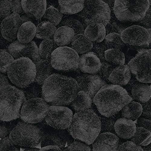 Colorations Black Super Fluffy Soft Acrylic Single Color Pom Poms, Set of 100, 3 Sizes, Resealable Bag, for Kids, Arts & Crafts, DIY Crafts, Hobby Supplies, Creative Craft DIY Material, Quality - POMBK - Image 1