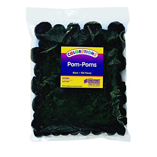 Colorations Black Super Fluffy Soft Acrylic Single Color Pom Poms, Set of 100, 3 Sizes, Resealable Bag, for Kids, Arts & Crafts, DIY Crafts, Hobby Supplies, Creative Craft DIY Material, Quality - POMBK - Image 5