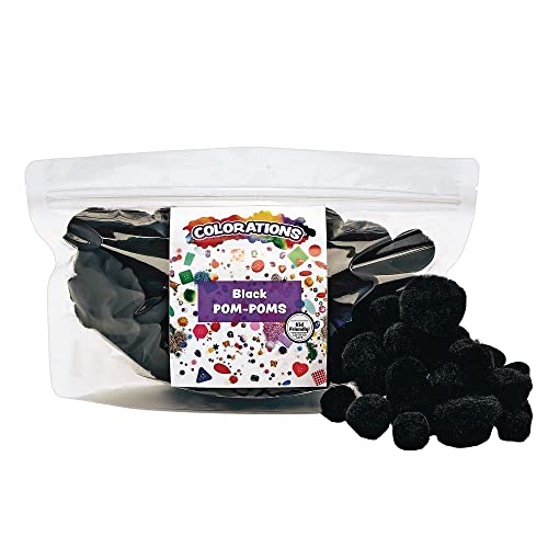 Colorations Black Super Fluffy Soft Acrylic Single Color Pom Poms, Set of 100, 3 Sizes, Resealable Bag, for Kids, Arts & Crafts, DIY Crafts, Hobby Supplies, Creative Craft DIY Material, Quality - POMBK - Image 2