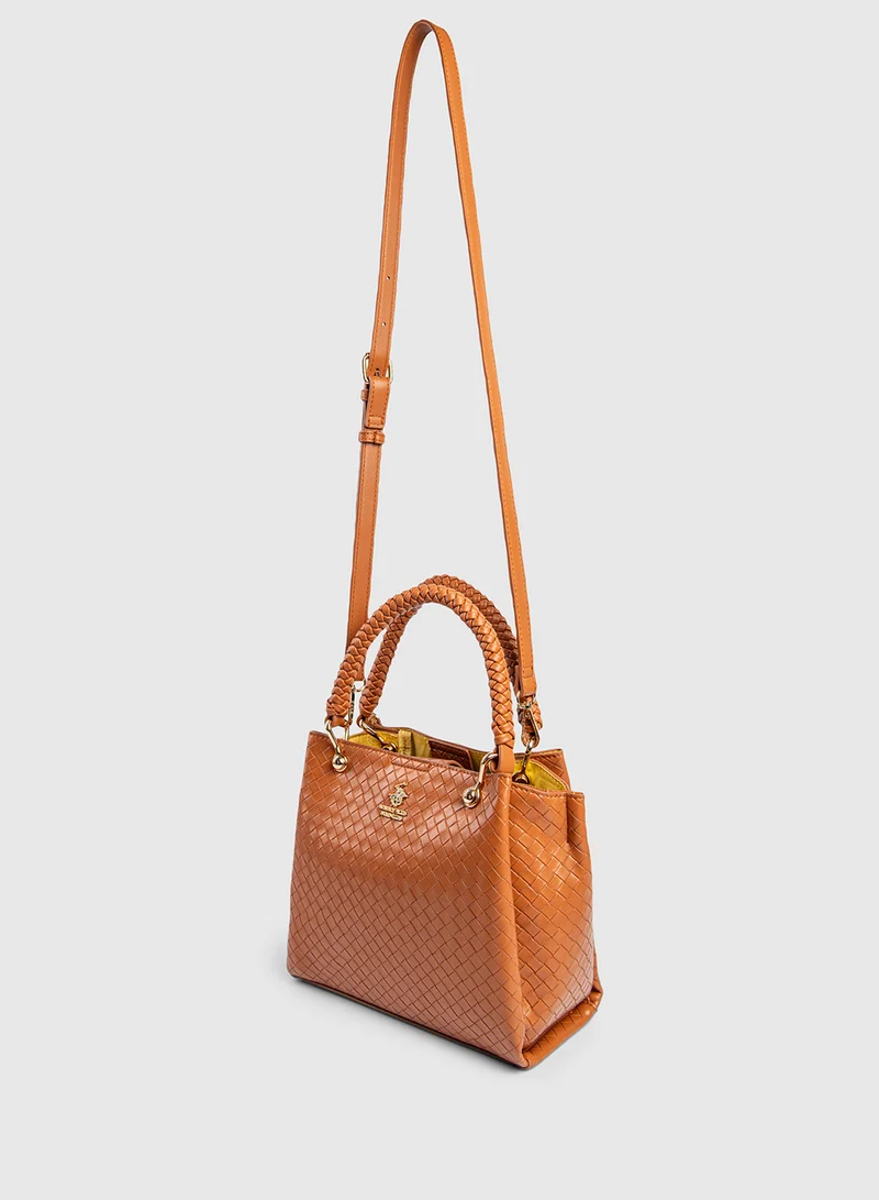 BEVERLY HILLS POLO CLUB Textured Structured Handheld Tote Bag