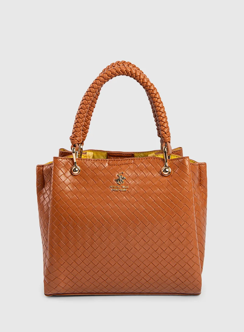 BEVERLY HILLS POLO CLUB Textured Structured Handheld Tote Bag