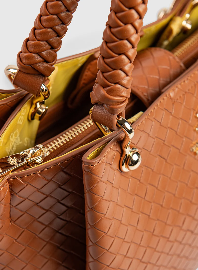 BEVERLY HILLS POLO CLUB Textured Structured Handheld Tote Bag