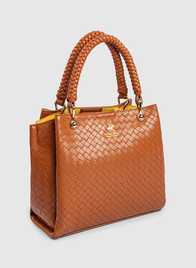 BEVERLY HILLS POLO CLUB Textured Structured Handheld Tote Bag - Image 3