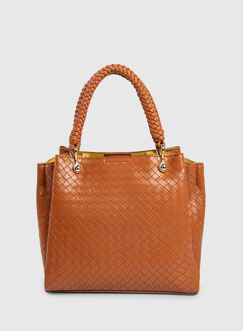 BEVERLY HILLS POLO CLUB Textured Structured Handheld Tote Bag