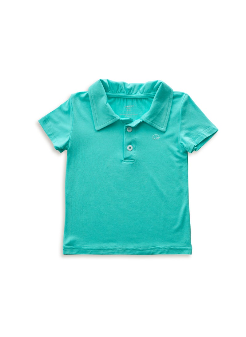 Anvi Baby Bamboo Spandex Polo T-Shirt- Aqua  - Image 1