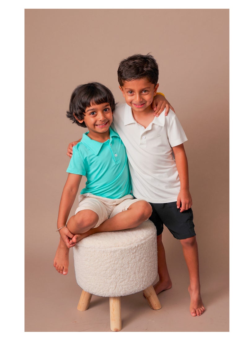 Anvi Baby Bamboo Spandex Polo T-Shirt- Aqua  - Image 4