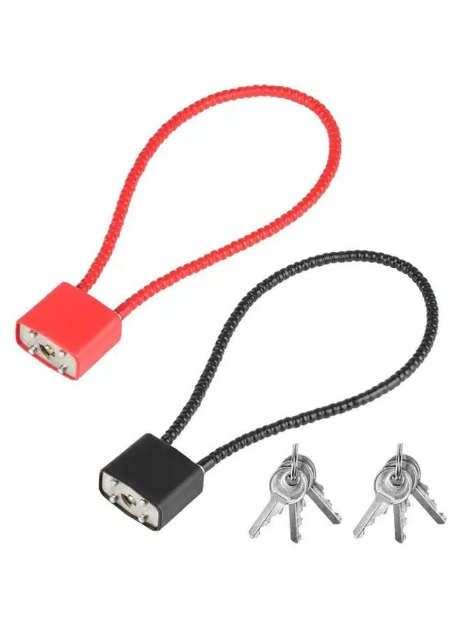 2pcs Black And Red Steel Cable Padlock 15 Inch With 6 Keys For Outdoor Security - Image 1