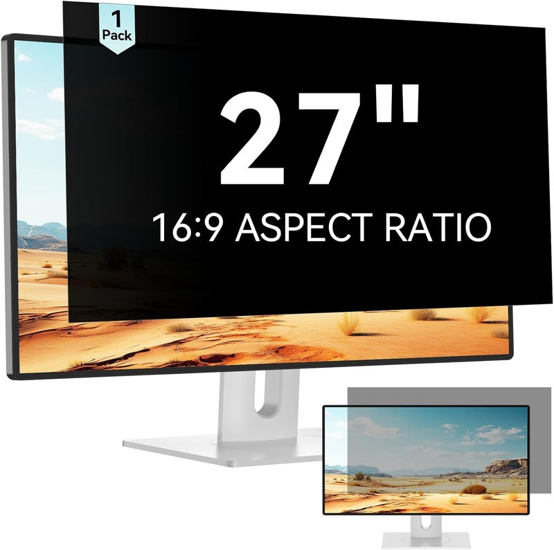 Mamol 27 Inch Computer Privacy Screen for 16:9 Aspect Ratio Widescreen Monitor - Removable Anti Glare Blue Light Filter, Computer Privacy Shield - Image 1