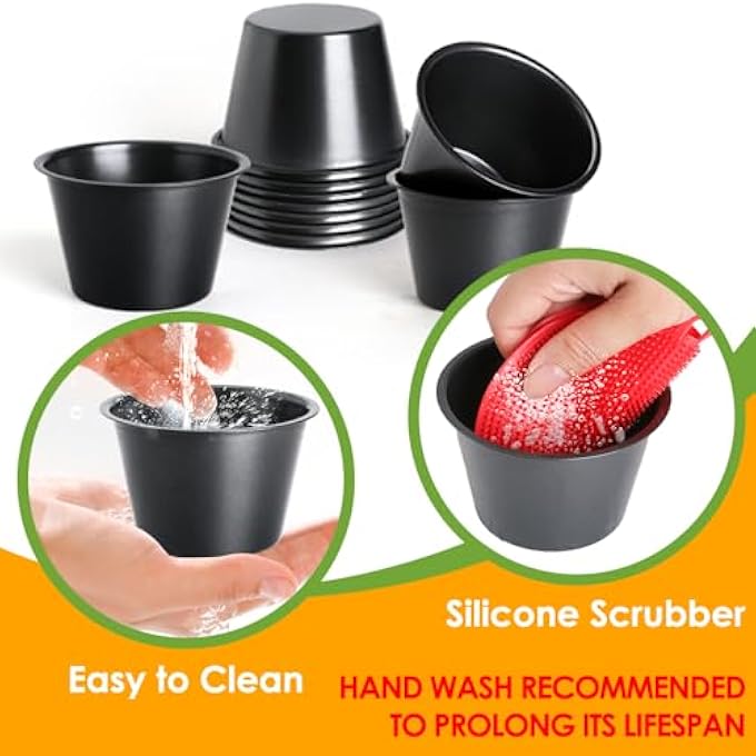 6 Pcs Pudding Moulds Individual Baking Cups For Muffins Mini Pies Puddings And Cupcake Carbon Steel Mini Pudding Basins For Air Fryer Oven Egg Tart Mould With Oil  Dish Brushes - Image 5