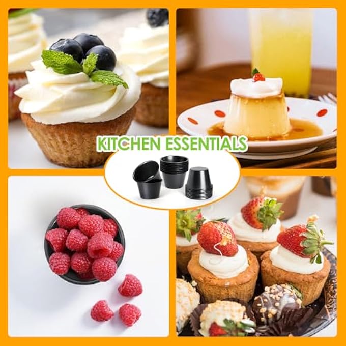 6 Pcs Pudding Moulds Individual Baking Cups For Muffins Mini Pies Puddings And Cupcake Carbon Steel Mini Pudding Basins For Air Fryer Oven Egg Tart Mould With Oil  Dish Brushes - Image 3