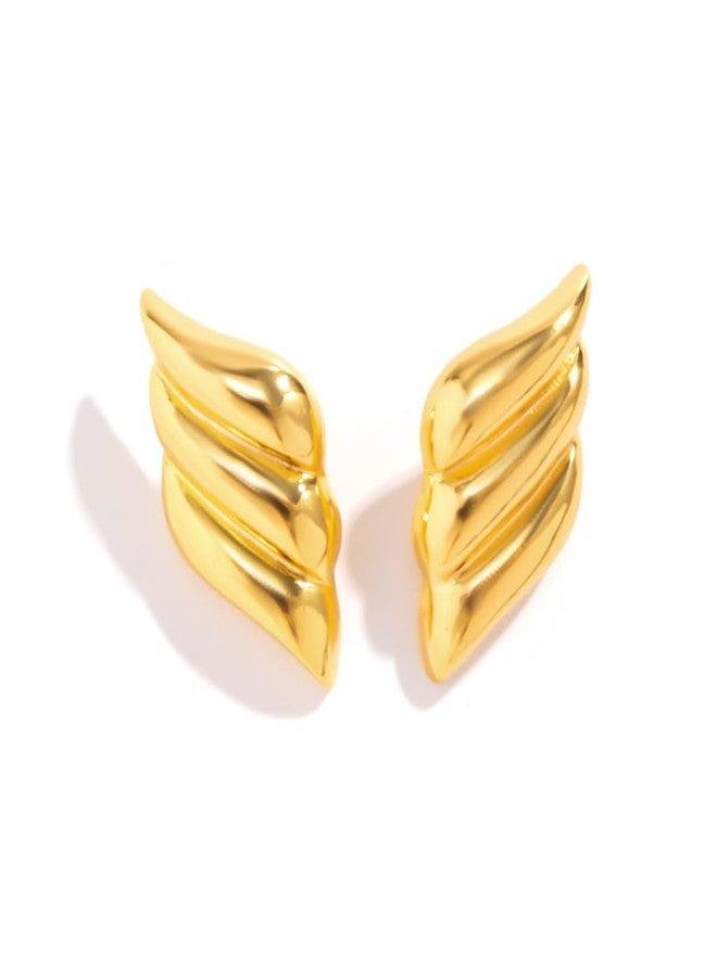 ZMANYIJEW Statement Earrings for Women Trendy Chunky Square Earrings Textured Stud Earrings for Women Lightweight Big Shell Wings Drop Earrings for Her - Image 1