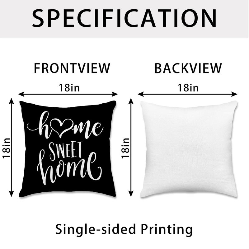 Hexagram Geometric Black Pillow Covers 18x18 Set of 4, Decorative Outdoor Boho Modern Throw Pillow Covers, Home Sweet Home Farmhouse Cushion Case for Couch Sofa Bedroom Indoor Decor(No Insert) - Image 4
