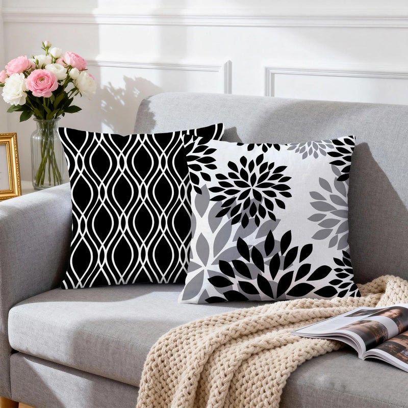 Hexagram Geometric Black Pillow Covers 18x18 Set of 4, Decorative Outdoor Boho Modern Throw Pillow Covers, Home Sweet Home Farmhouse Cushion Case for Couch Sofa Bedroom Indoor Decor(No Insert) - Image 3