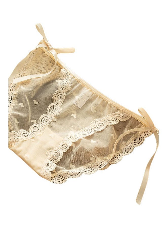 NIBEMINENT Bowknot Lace-Up Panty Beige  - Image 1