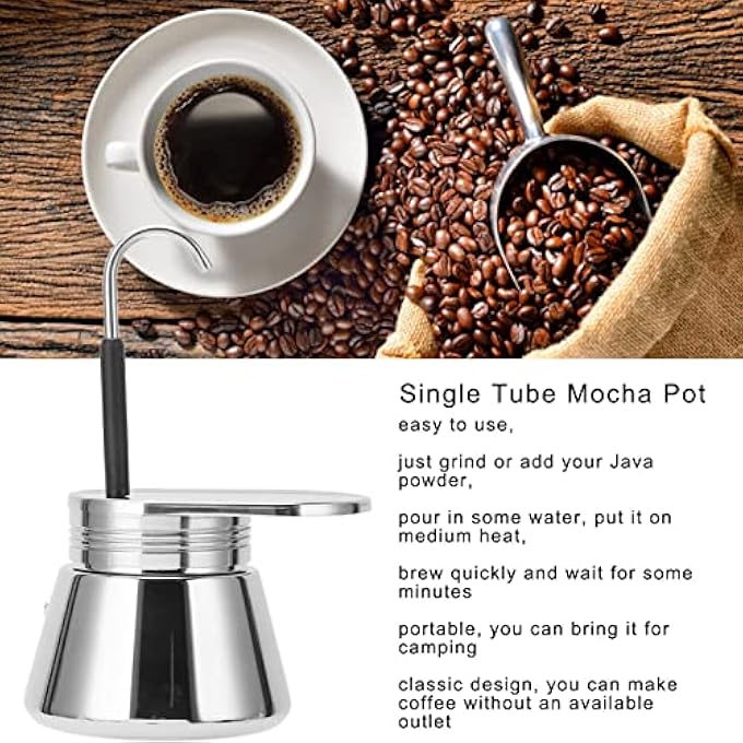 Sorandy Single Spout Moka Pot 1 Cup Stovetop Espresso Coffee Maker Stainless Steel Mini Coffee Machine Italian Moka Pot Diy Coffee Large Capacity Moka Set For Home Camping - Image 3
