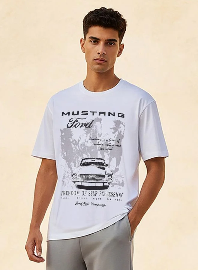 SP Characters Ford Mustang Men Regular Fit Crew Neck Short Sleeve T-shirt