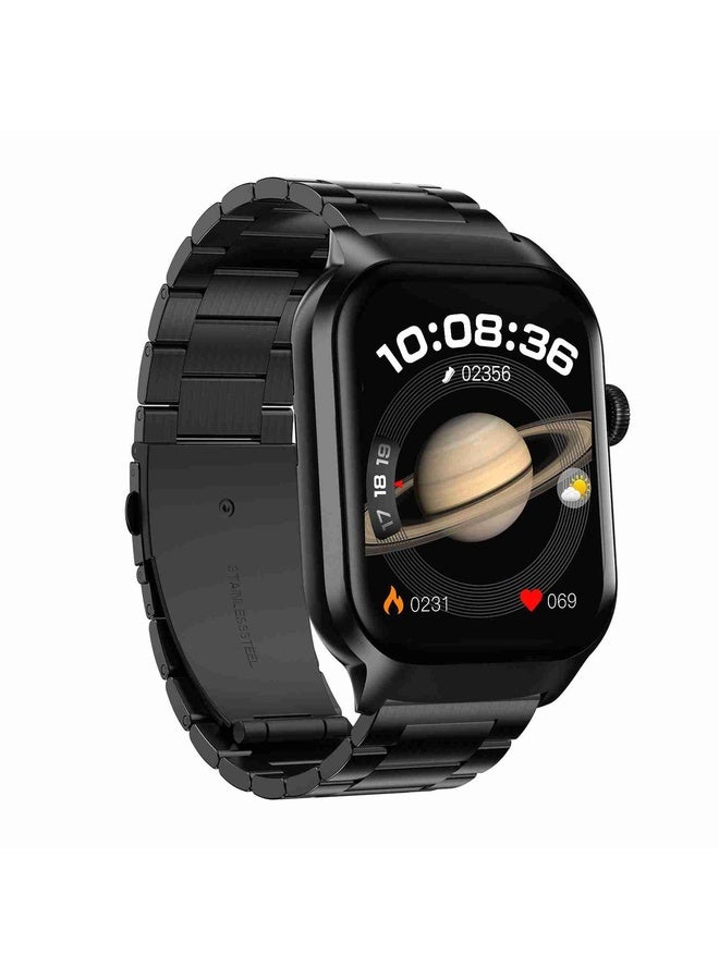 HuHa 2.01 inch Three-bead Steel Strap Bluetooth Call Smart Watch Support Heart Rate Monitoring / Non-invasive Blood Sugar(Black) - Image 2