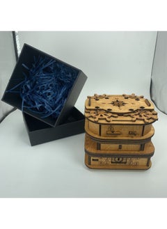 Pyramid Code Lock Wooden Unlock Box Level 10 Difficulty Brain Burning Toy Palace Bamboo Waiter Tray-Color:David Jones Log