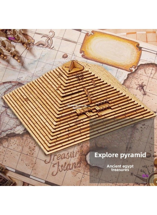 Generic - Pyramid Code Lock Wooden Unlock Box Level 10 Difficulty Brain Burning Toy Palace Bamboo Waiter Tray-Color:David Jones Log - Image 1