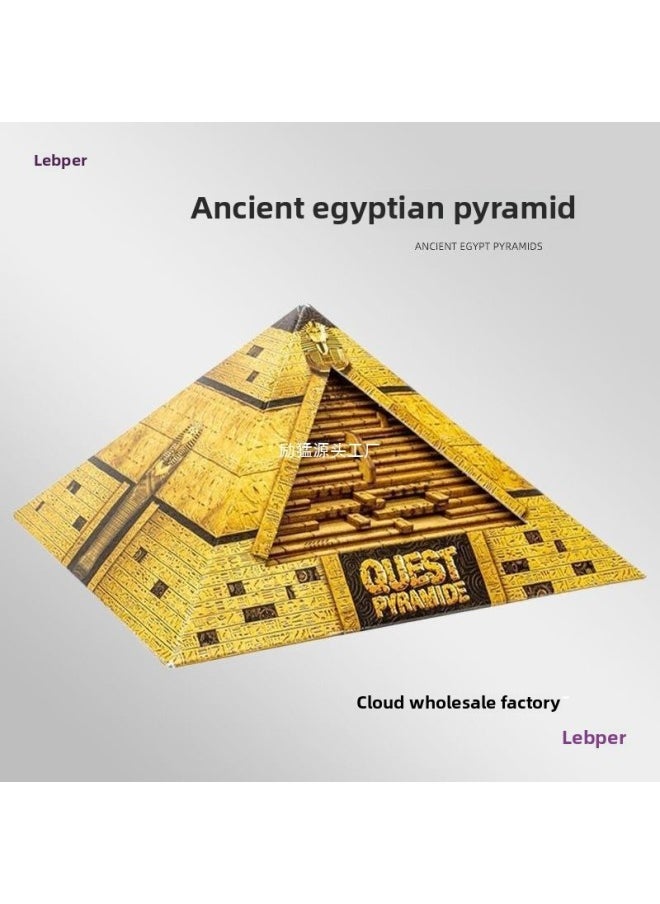 Generic - Pyramid Code Lock Wooden Unlock Box Level 10 Difficulty Brain Burning Toy Palace Bamboo Waiter Tray-Color:David Jones Log - Image 1