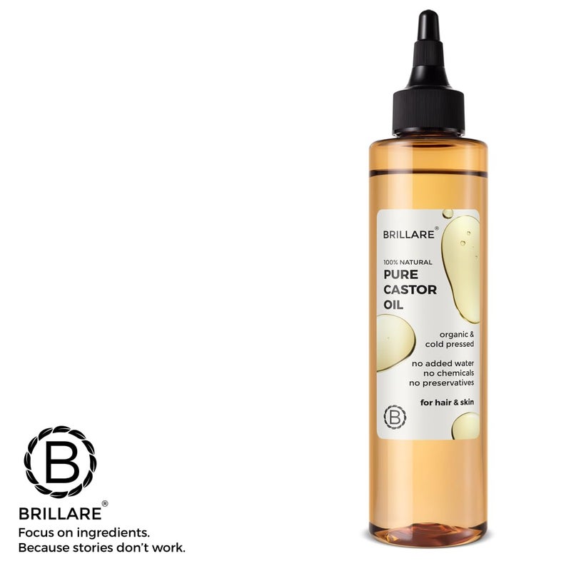 Brillare Pure Castor Oil for Hair Growth with Zero Chemicals Repairs Damaged Dry Skin Strengthen Hair with Healthy Look 100 Natural Organic 200 ml - Image 5