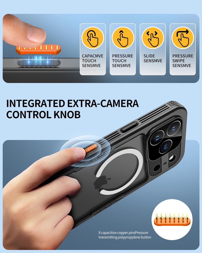 Lanhiem Magnetic for iPhone 17 Pro Max Case, IP68 Waterproof Dustproof, Built-in Screen Protector [Compatible with Magsafe] Heavy Duty Rugged Cover Full Body Phone Case, 6.9 inch, Black - Image 3