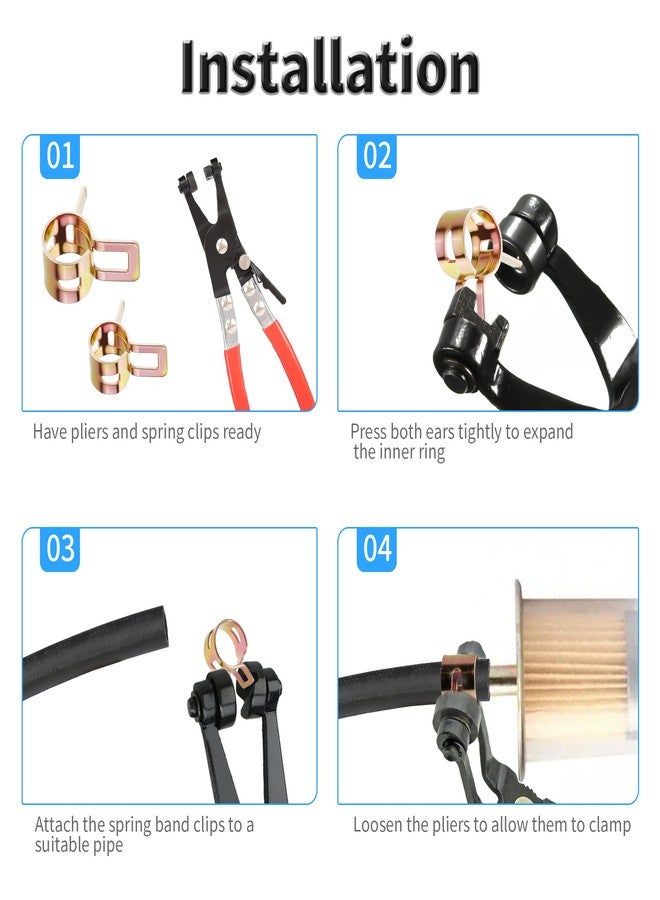 FOCMKEAS 50 pcs Spring Band Type Clamp，8mm/0.31"ID Spring Hose Clips，Silicone Vacuum Hose Pipe Clamps Fasteners Assortment Kit for Fuel Line，Water Pipe and Low Air Tube - Image 5