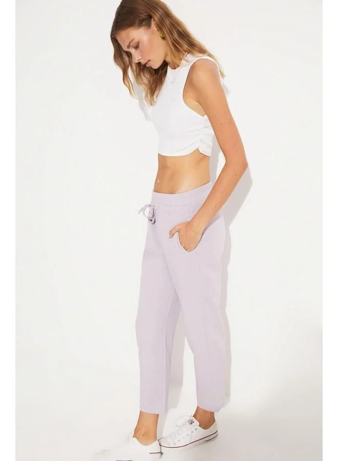 JUNE June High Waist Viscose Blend  Elastic Waist Trouser Lilac