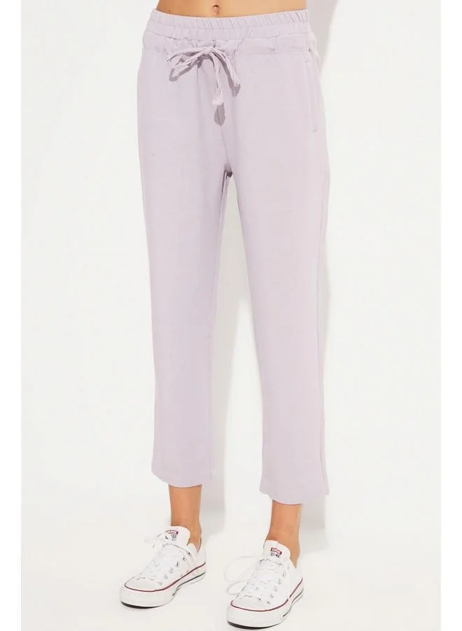 JUNE June High Waist Viscose Blend  Elastic Waist Trouser Lilac