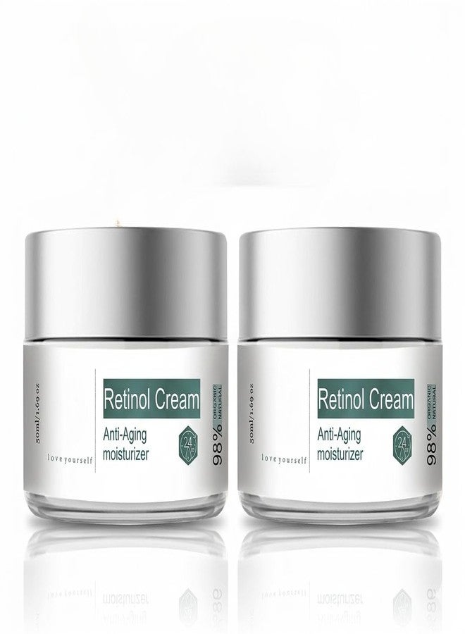 SYLVERA Retinol Cream Anti-Aging Moisturizer 50ml Wrinkle Reduction & Skin Firming Night Cream Hydrating & Smoothing Formula 98% Natural | For All Skin Types (Pack of 2) - Image 1