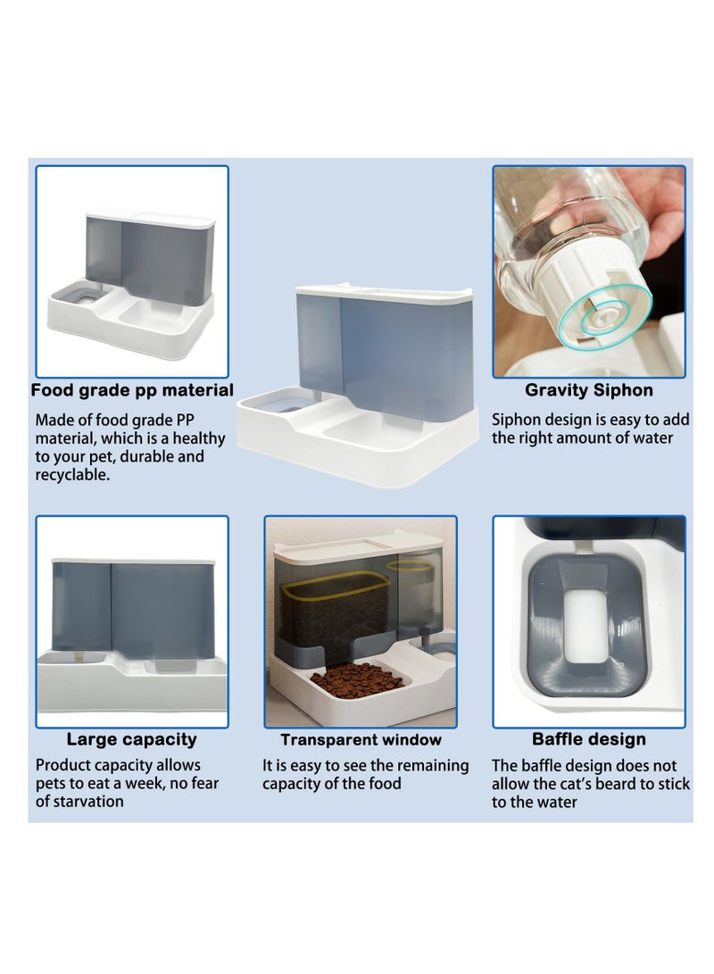 SYOSI مجموعة تغذية القطط الأوتوماتيكية 2 في 1، مجموعة تغذية طعام وماء للحيوانات الأليفة، سعة 2.8 لتر، إمداد سفر، إمداد تغذية وسقاية للجراء، كل في واحد، إمداد تغذية وسقاية للكلاب الصغيرة والمتوسطة والقطط والحيوانات الأليفة، أزرق - Image 4