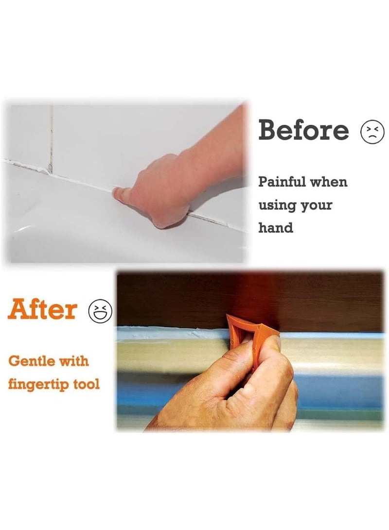 سيوسي 2-Piece Silicone Caulking Tool, Seam Finishing Kit, Grout Spreader with 4 Interchangeable Tips, Professional Caulk Smoother for Kitchen Renovation, Bathroom Tiling, Tile Edge Sealing(3x6/10x16mm) - Image 3