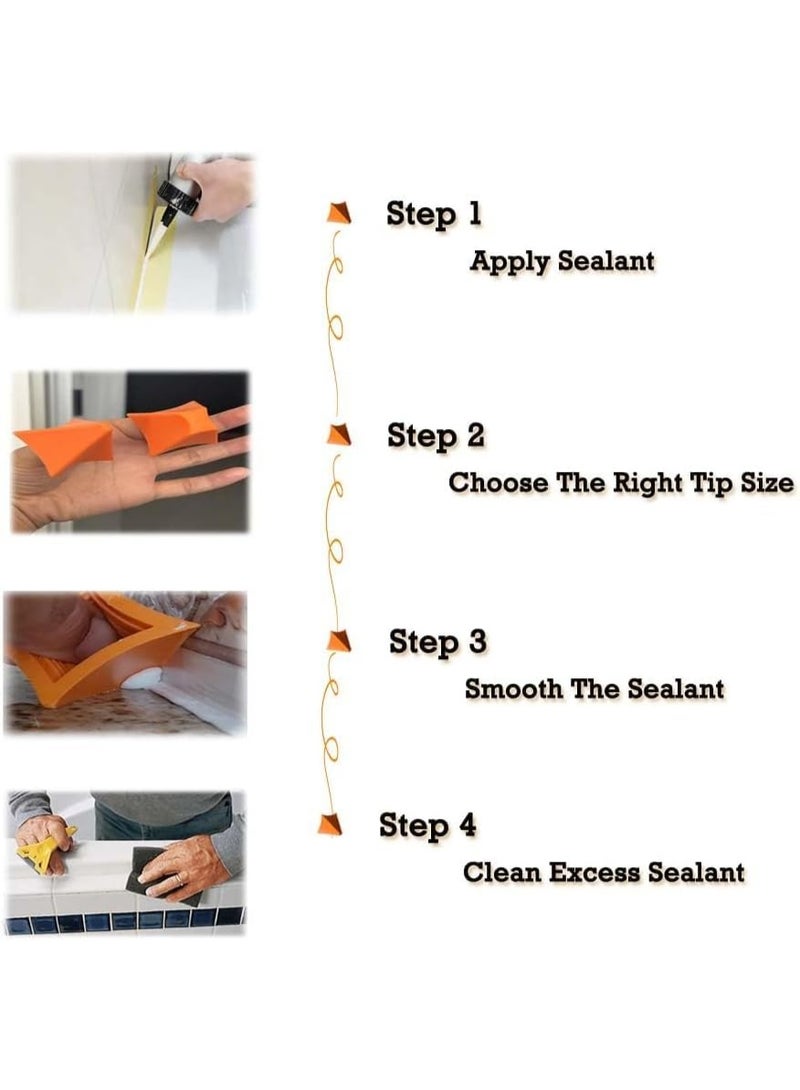 سيوسي 2-Piece Silicone Caulking Tool, Seam Finishing Kit, Grout Spreader with 4 Interchangeable Tips, Professional Caulk Smoother for Kitchen Renovation, Bathroom Tiling, Tile Edge Sealing(3x6/10x16mm) - Image 4