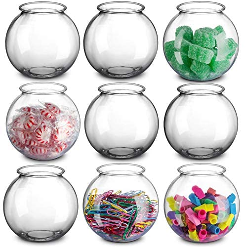 JoyServe 16 Oz Plastic Fish Bowl 12 Pack 4 Inch Heavy Duty Plastic Ivy Bowls for Candy Carnival Games Prizes Centerpieces and Party Decoration Supplies BPAFree