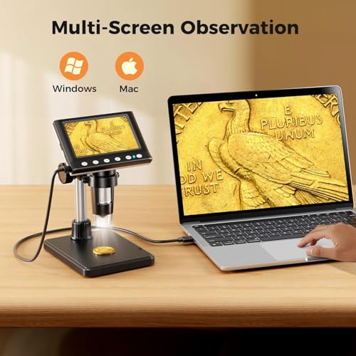 Aikokkl 4.3 Inch LCD Digital Coin Microscope, 1000X USB Magnifier with 8 Adjustable LED Lights for Coin Inspection, Electronics Repair, Soldering, Windows/Mac Compatible, 1080P - Image 5
