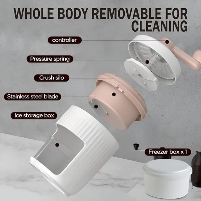 SHREVI Shrevi Manual Shaved Ice Maker Machine for Home Ice Shaver Hand Crank Slushy Maker Machine Ice Crusher for Snow Cones Ideal for Outdoor Picnics Portable Home Use  - Image 2