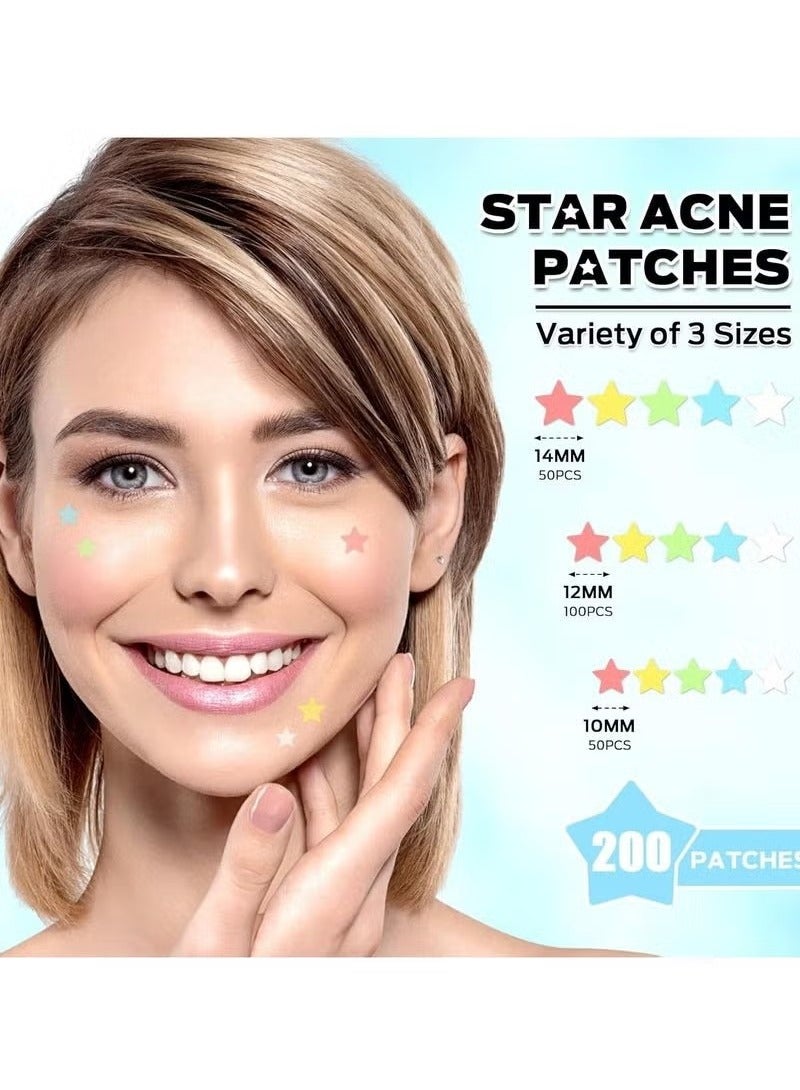 Jaysuing 200 Pcs Pimple Patches, Hydrocolloid Acne Patches for Face, Colorful Star Pimple Spot Sticker with Hyaluronic Acid, Tea Tree Oil & Centella Oil for Covering Zits and Blemishes - Image 2
