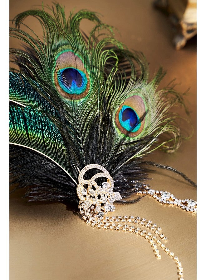 بيبيوند عصابة رأس من الريش من عشرينيات القرن العشرين على طراز آرت ديكو من مجموعة Great Gatsby Roaring 20S إكسسوارات من مجموعة Flapper Gatsby 1920S (أخضر) - Image 3