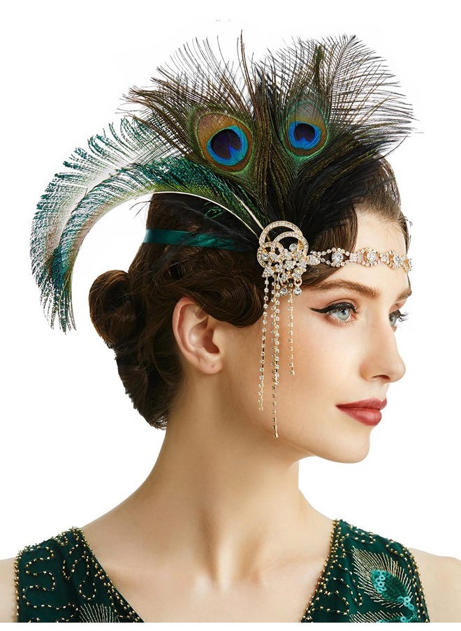 1920S Flapper Headpiece Headband - Art Deco Roaring 20S Great Gatsby Feather Headband 1920S Flapper Gatsby Accessories (Green) - pzsku/Z845820EA2ACAF8B8B44CZ/45/_/1735567266/6abe9cdd-2111-43c8-97fd-e88a76e79f7f