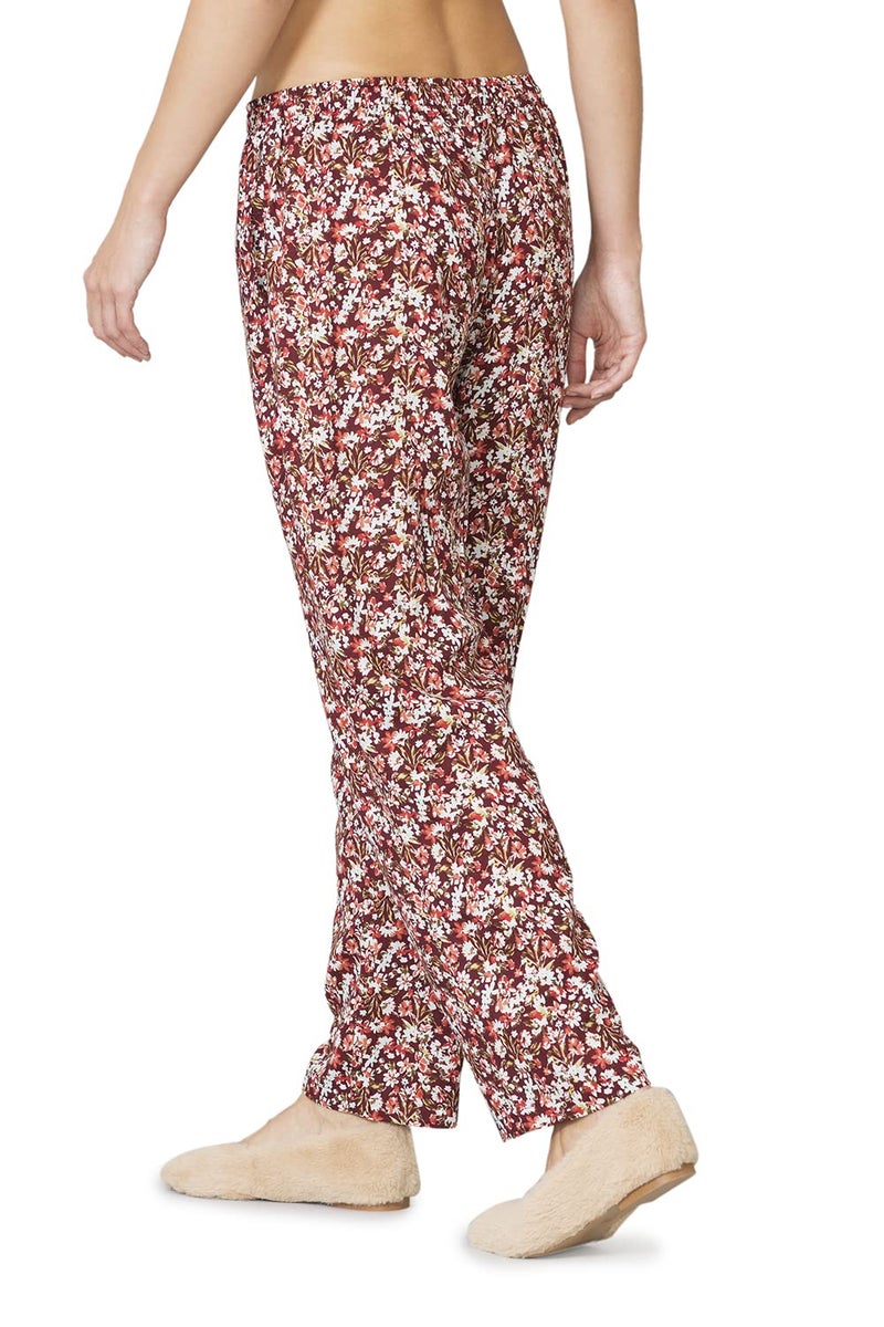 Van Heusen Women Lounge Pyjamas - 100% Modal - Allover Print, Functional Pocket, Ultra Soft, Drawstring Waist_55306_Brick Floral_M - Image 4