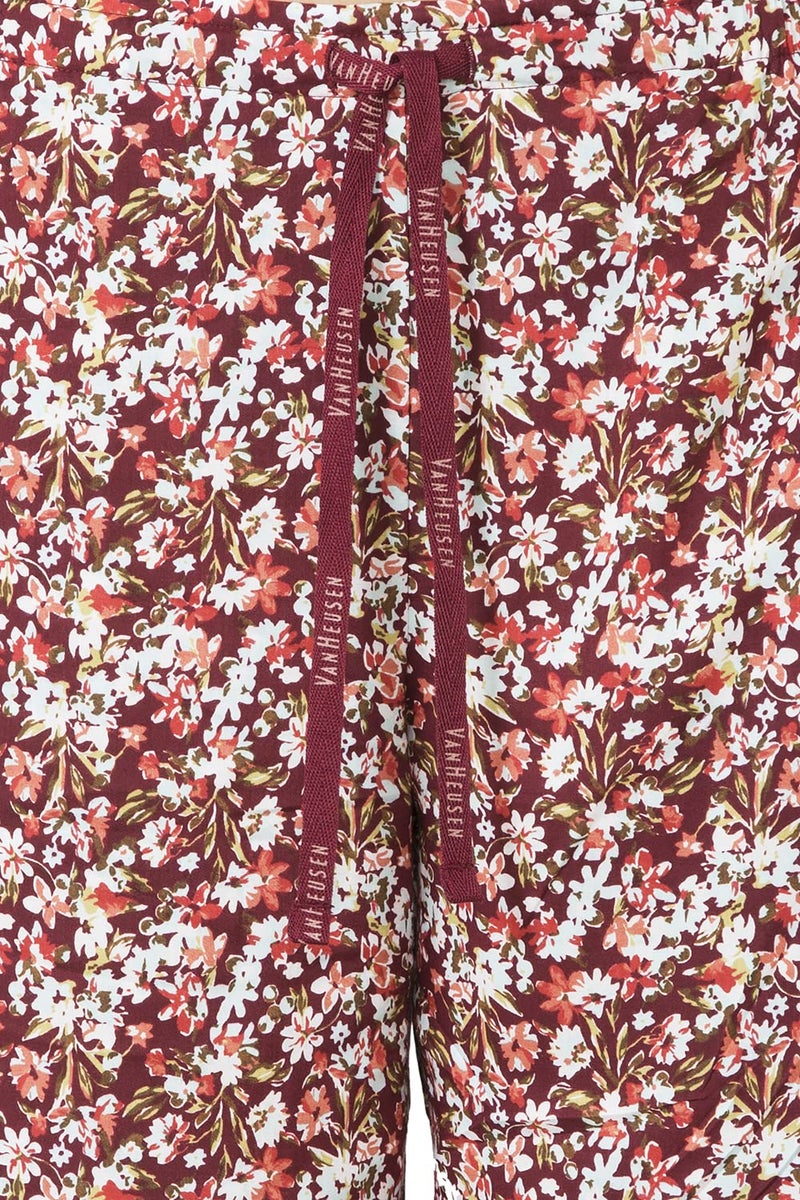 Van Heusen Women Lounge Pyjamas - 100% Modal - Allover Print, Functional Pocket, Ultra Soft, Drawstring Waist_55306_Brick Floral_M - Image 5