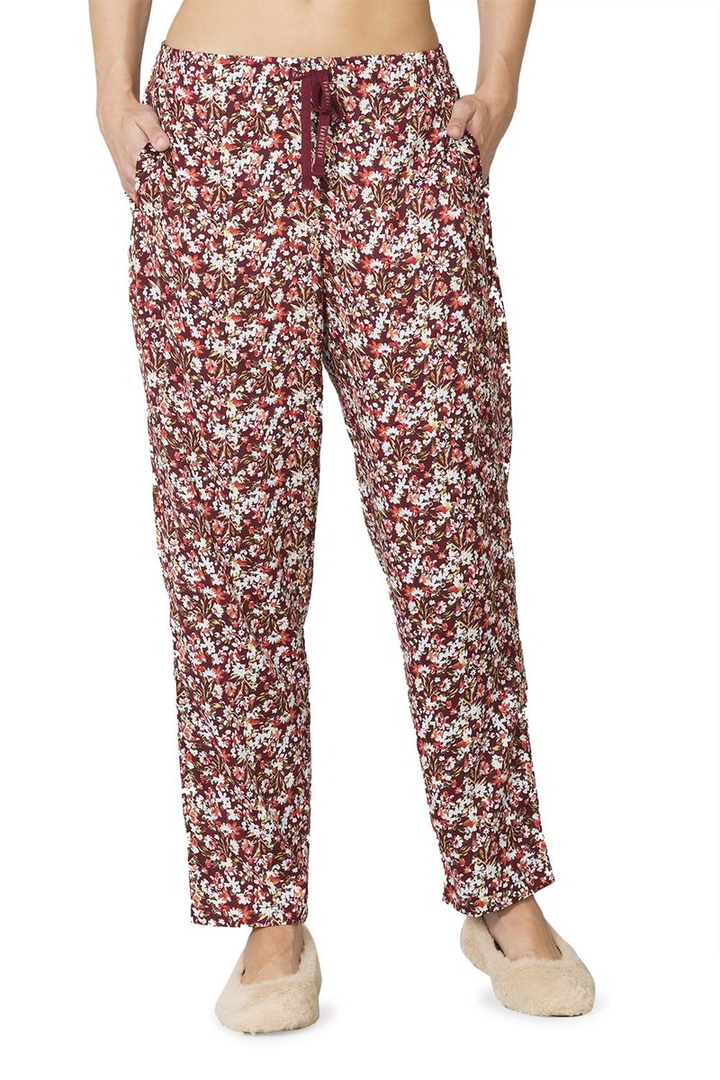 Van Heusen Women Lounge Pyjamas - 100% Modal - Allover Print, Functional Pocket, Ultra Soft, Drawstring Waist_55306_Brick Floral_M - Image 2